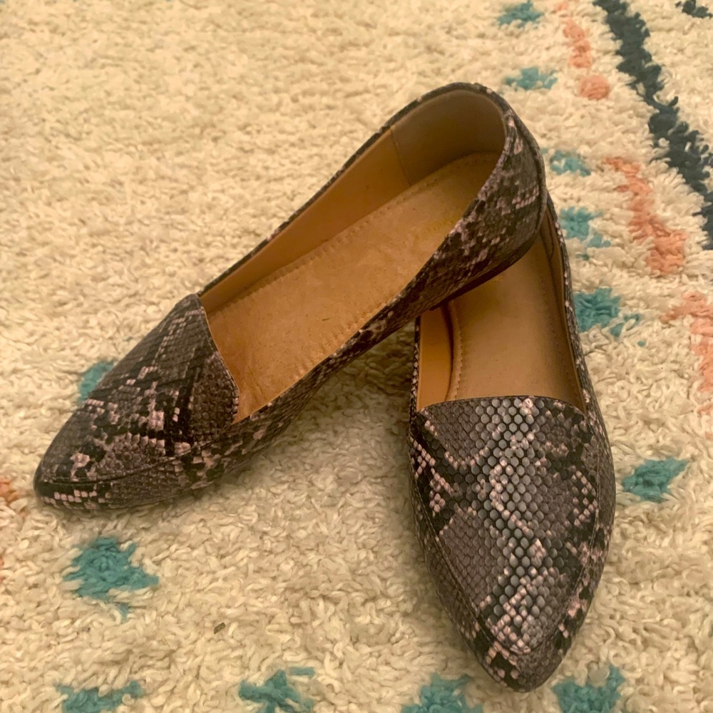 Faux Snake Skin Flats